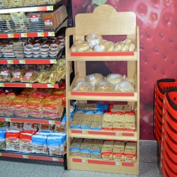 Expositor de madeira para Pão para Supermercado