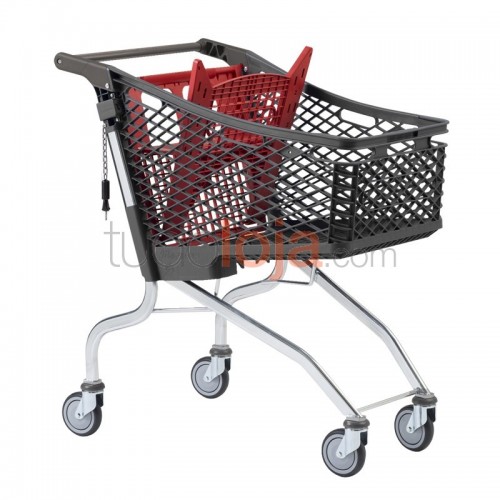 Carrinho Compras Plástico - 130L com Porta-Bebé - Vermelho