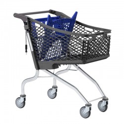 Carrinho Compras Plástico - 130L com Porta-Bebé - Azul