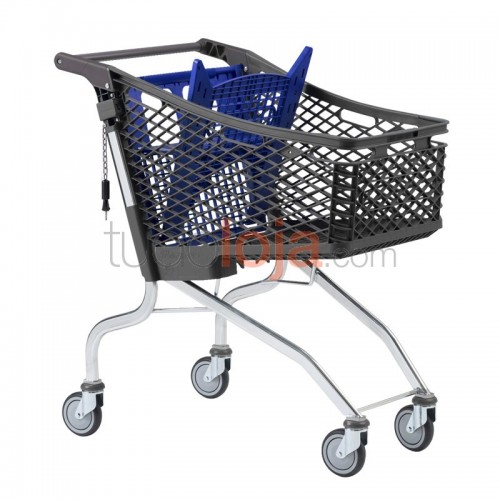Carrinho Compras Plástico - 130L com Porta-Bebé - Azul