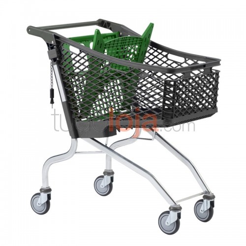 Carrinho Compras Plástico - 130L com Porta-Bebé - Verde