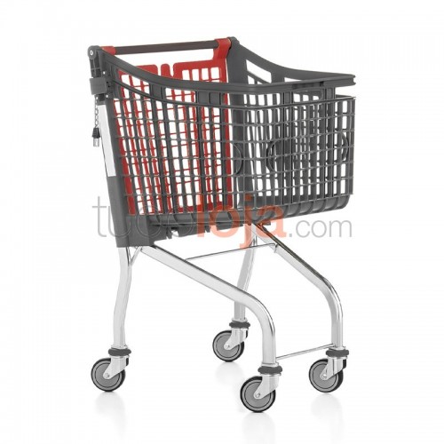 Carrinho Compras Plástico 360º - 100L - Vermelho