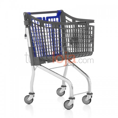 Carrinho Compras Plástico 360º - 100L - Azul