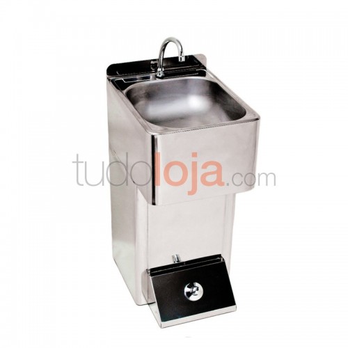Lava-mãos de Inox com Pulsador de Pé H910xP385xL385