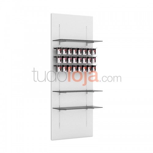Painel de madeira com prateleiras para Lojas
