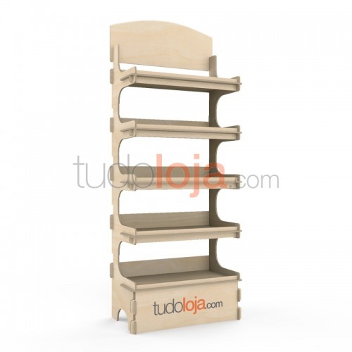 Expositor de Madeira com 5 Prateleiras 1653x340x630