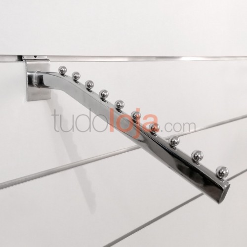 Gancho cromado inclinado 10 esferas para painel multi-sistema