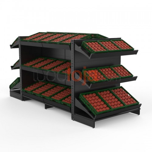 Estante Gondola de Fruta e Legumes FrG01+FrT01 H1650xP1300xL3400
