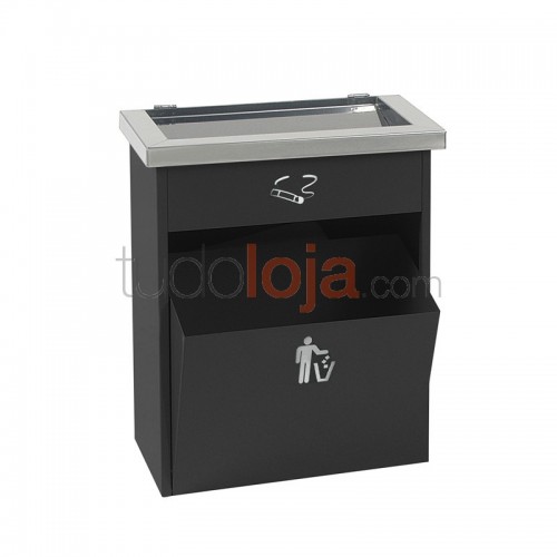 Cinzeiro Papeleira de Parede - 8L+3L - Preto