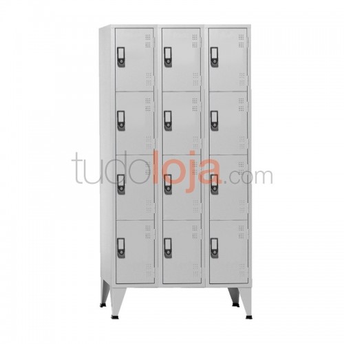 Vestiário metálico triplo com 12 cacifos 1900x500x900