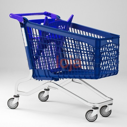 Carrinho de Compras de Plástico com porta-bebe - 220L - Azul