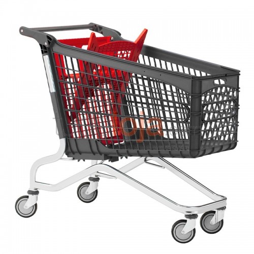Carrinho de Compras de Plástico com porta-bebe - 220L - Vermelho