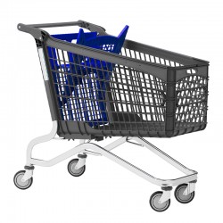 Carrinho de Compras de Plástico com porta-bebe - 220L - Azul