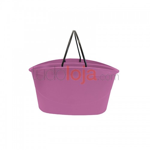 Cesta de compras rosa com pega