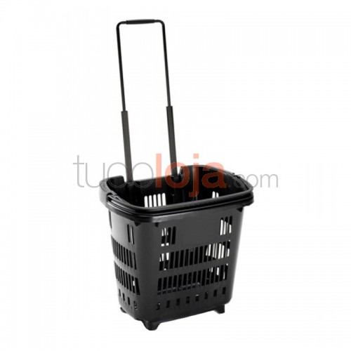 Cesto de compras com 2 rodas - 34L - Preto