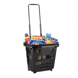 Cesto de compras com 2 rodas - 34L - Preto