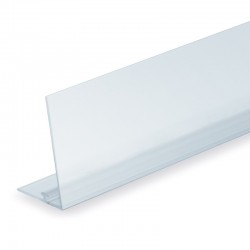 Perfil guia com frente para divisórias e empurradores de embalagens