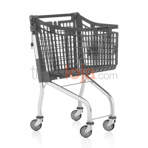 Carrinho Compras Plástico 360º - 100L - Cinza