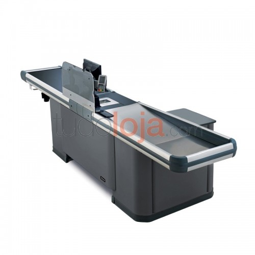 Checkout Futura Plus T com tapete rolante - Mesa de Saída para Lojas e Supermercados