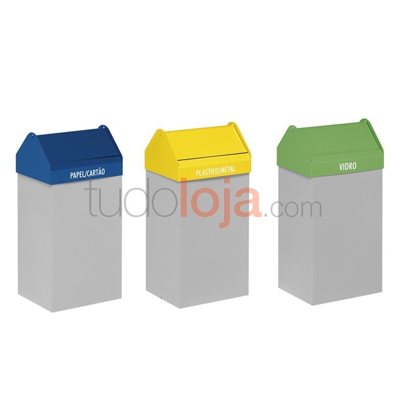 Ecoponto com 3 contentores com tampa basculante- 38L